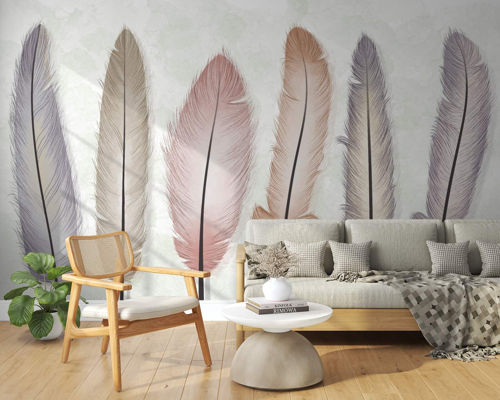 Fotobehang prachtige pastelveren hebben een aanzienlijke lengte