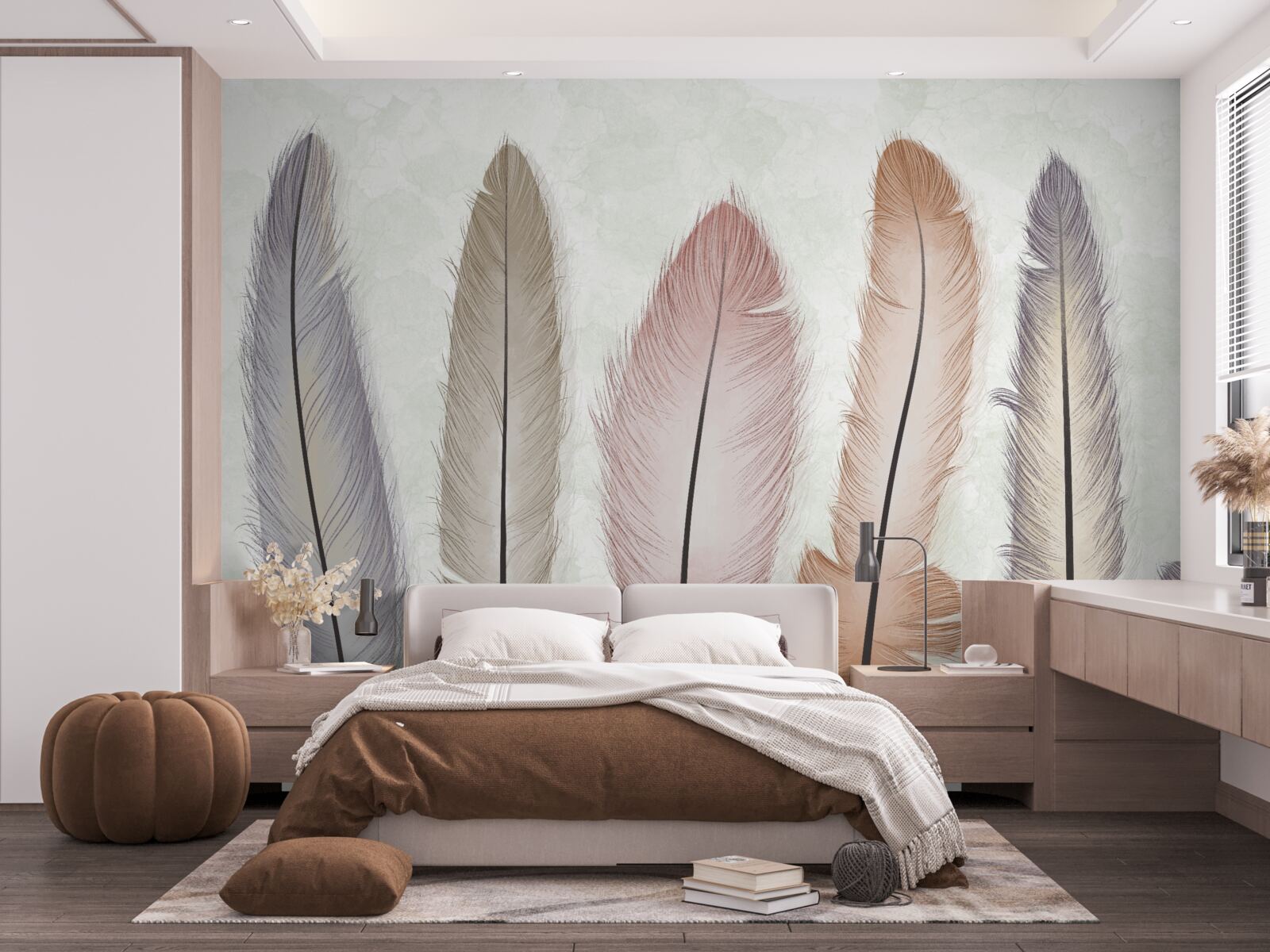 Fotobehang prachtige pastelveren hebben een aanzienlijke lengte