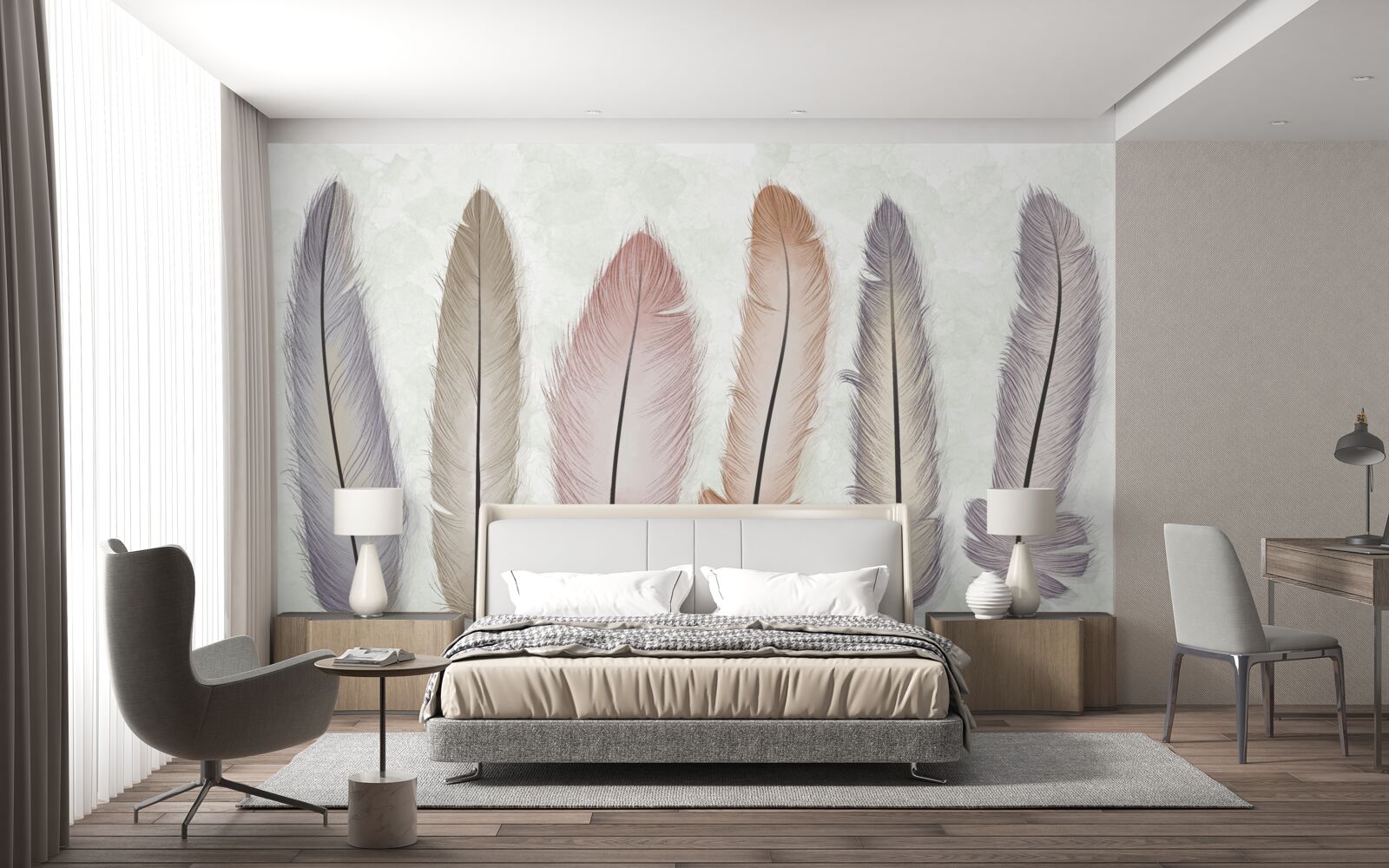 Fotobehang prachtige pastelveren hebben een aanzienlijke lengte