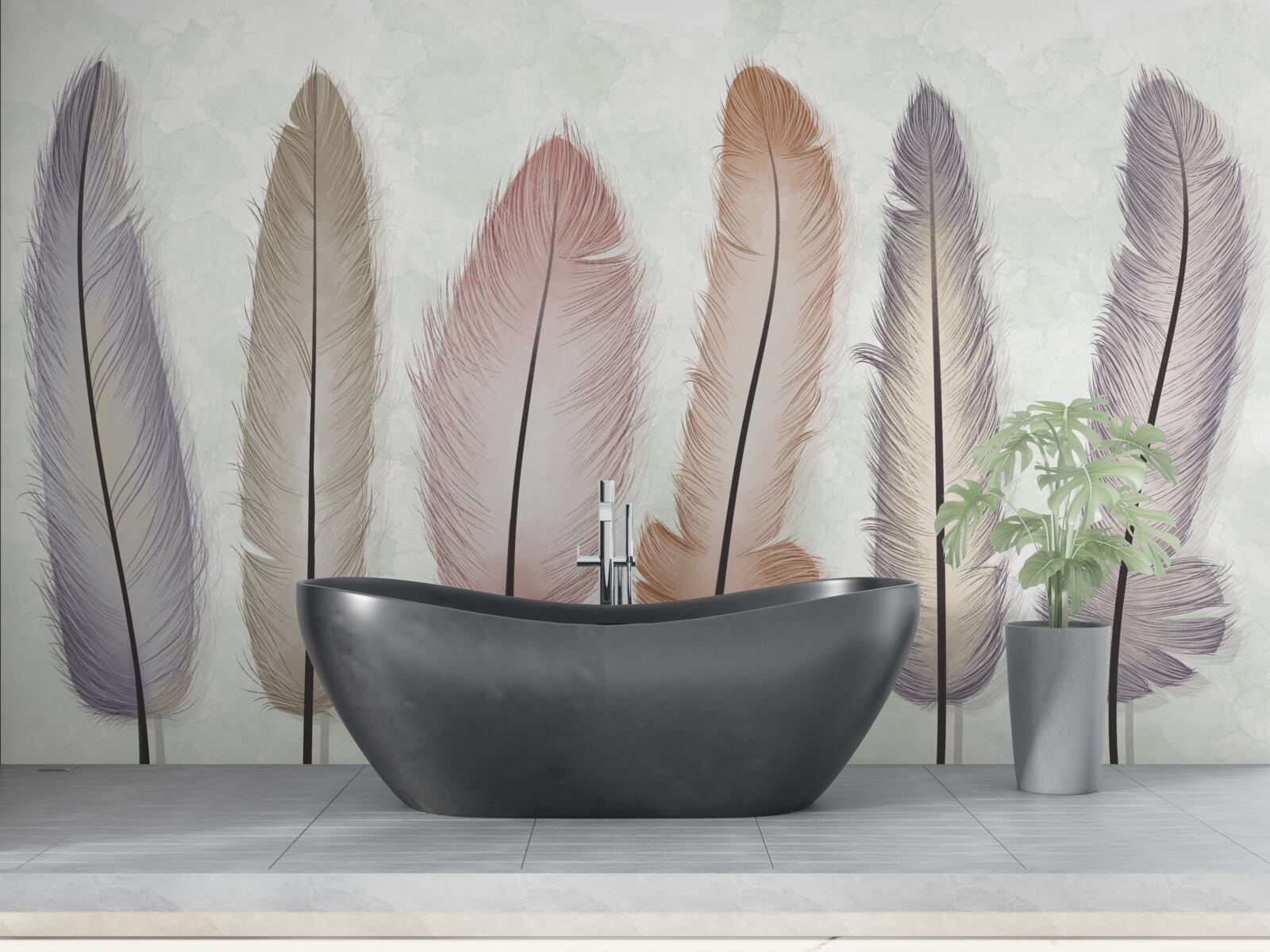 Fotobehang prachtige pastelveren hebben een aanzienlijke lengte