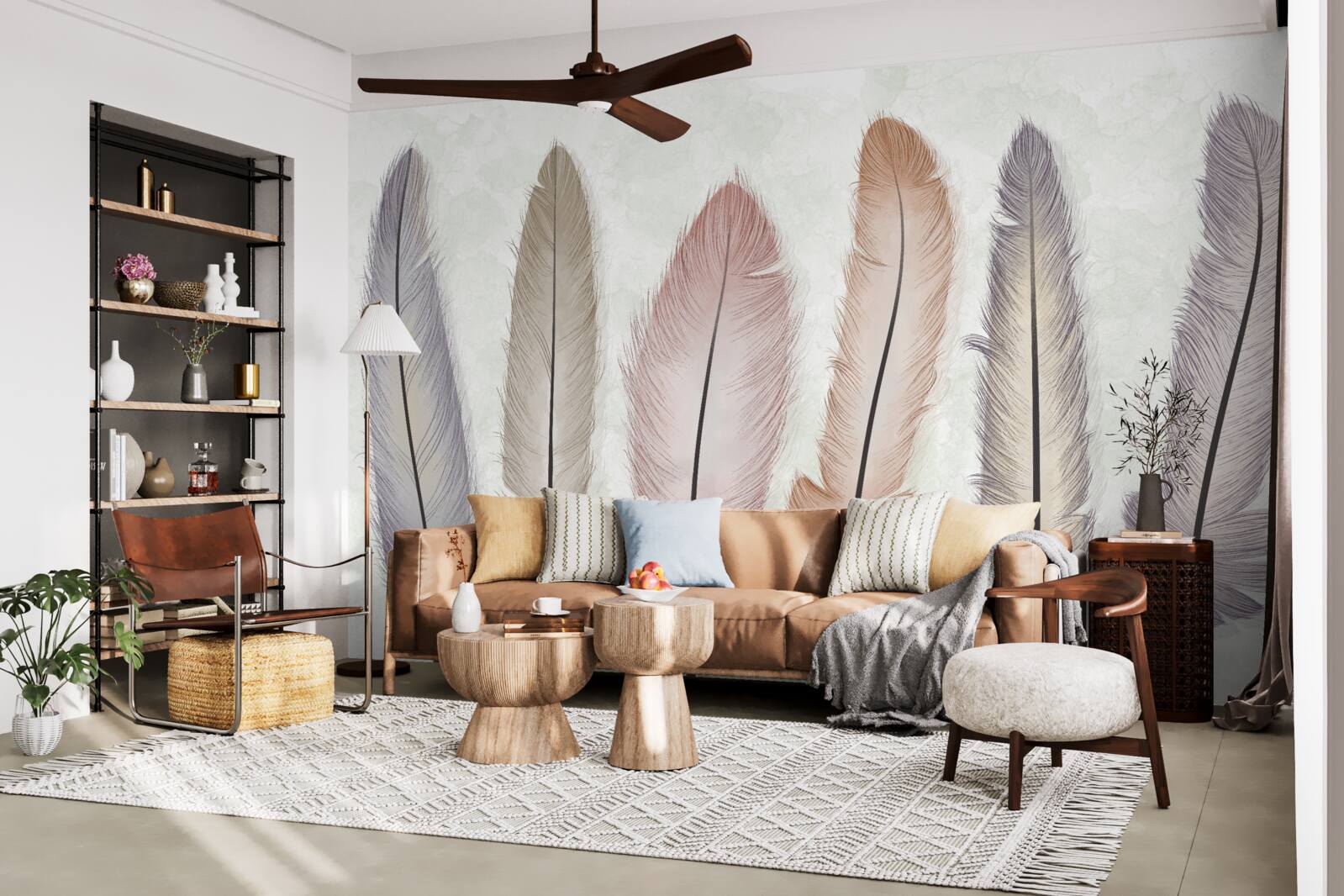 Fotobehang prachtige pastelveren hebben een aanzienlijke lengte