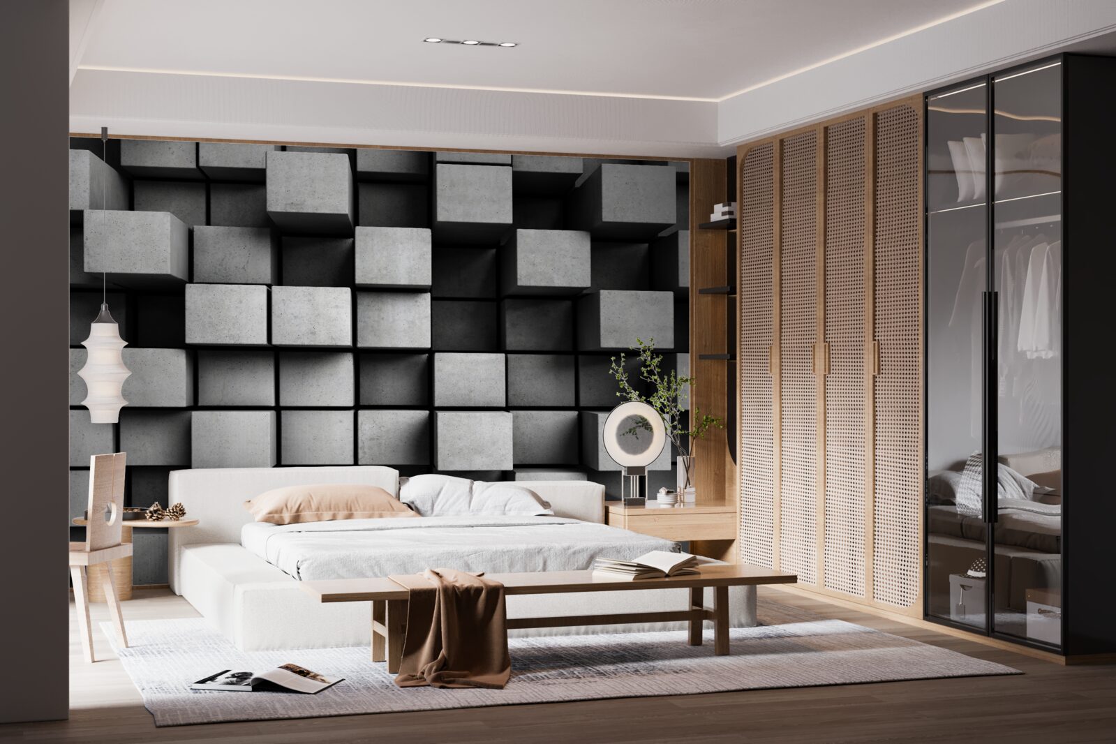 Fotobehang horizontale grijze kubussen