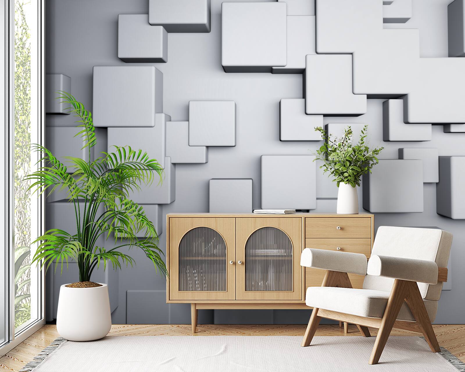 Fotobehang grote grijze rechthoekige vormen