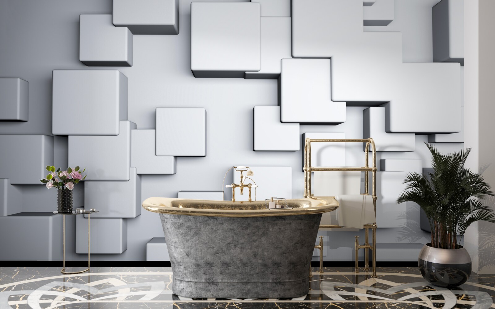 Fotobehang grote grijze rechthoekige vormen