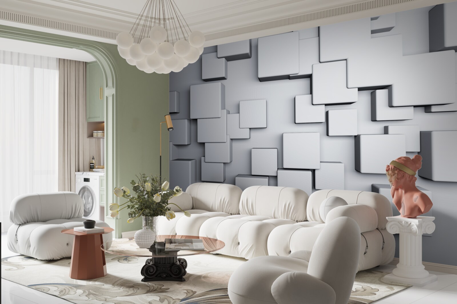 Fotobehang grote grijze rechthoekige vormen