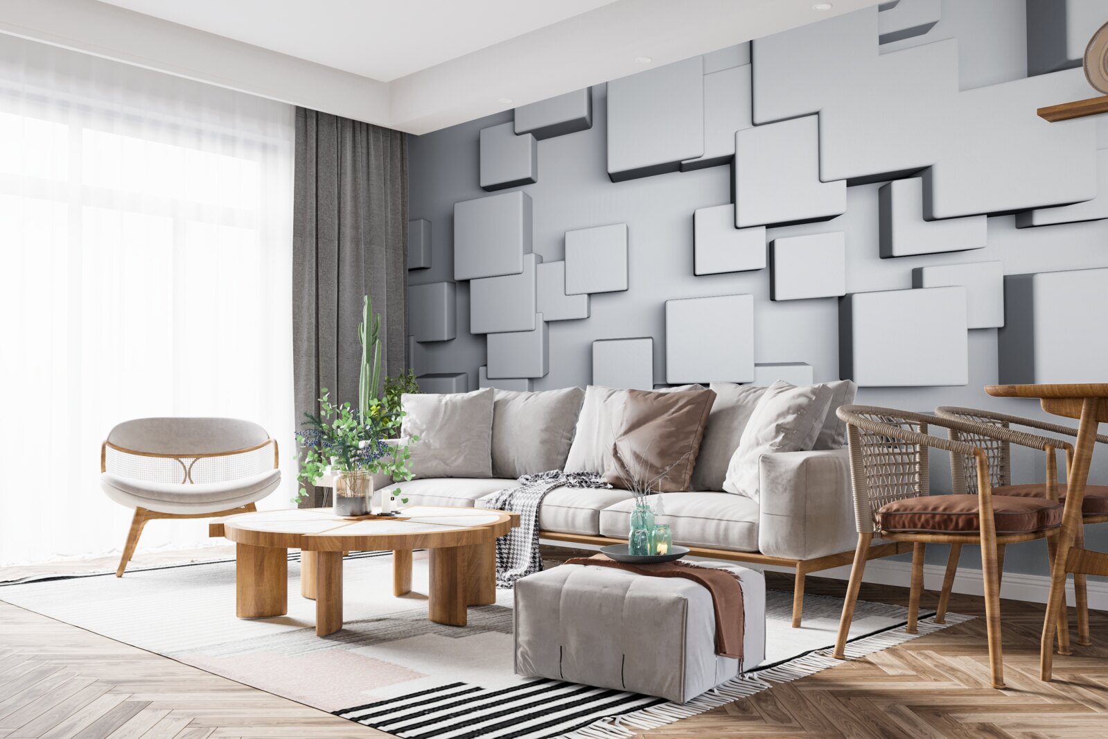 Fotobehang grote grijze rechthoekige vormen