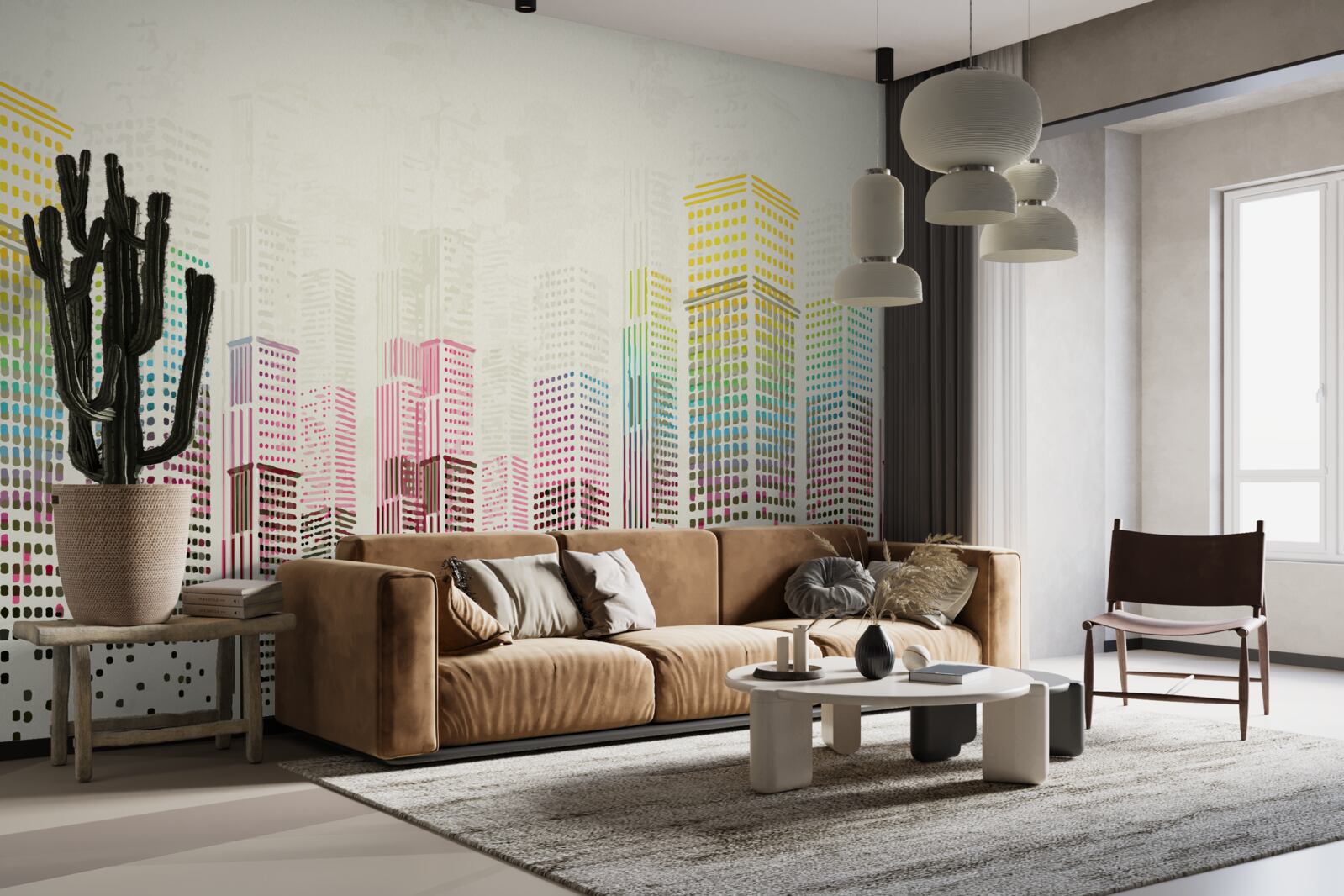 Fotobehang overzicht van wolkenkrabbers in de stad