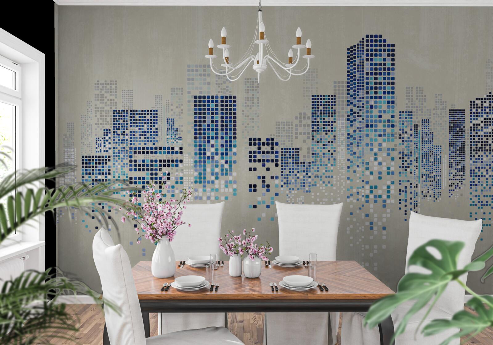 Fotobehang moderne gebouwen met perforaties