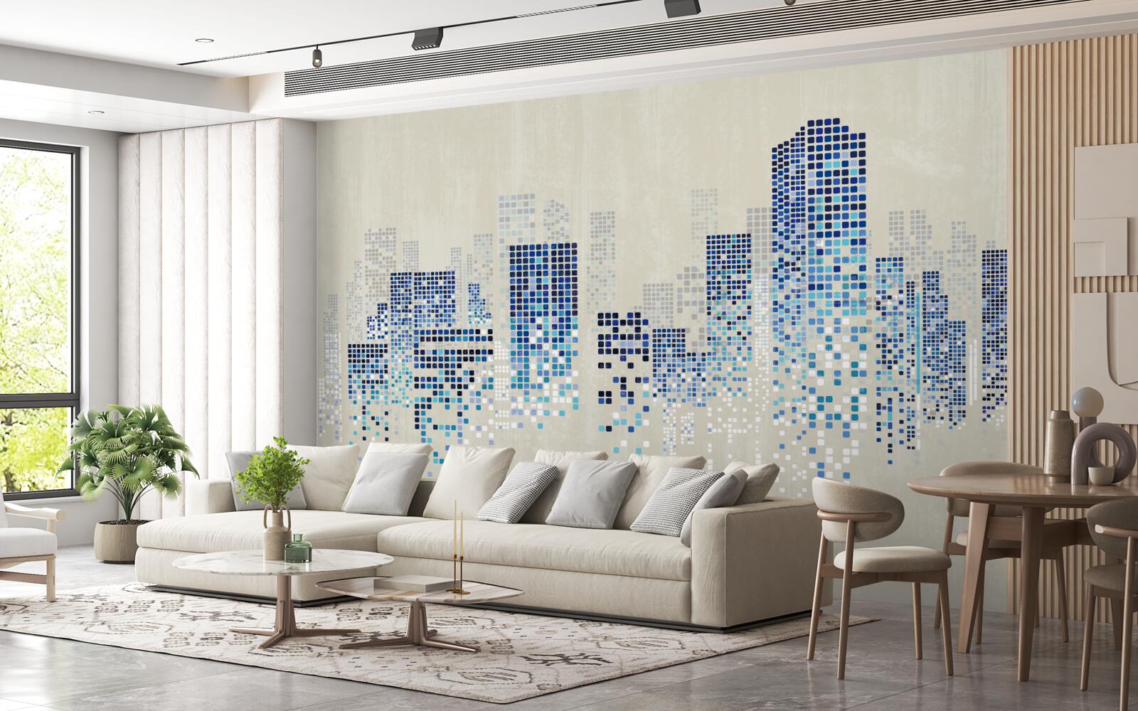 Fotobehang moderne gebouwen met perforaties