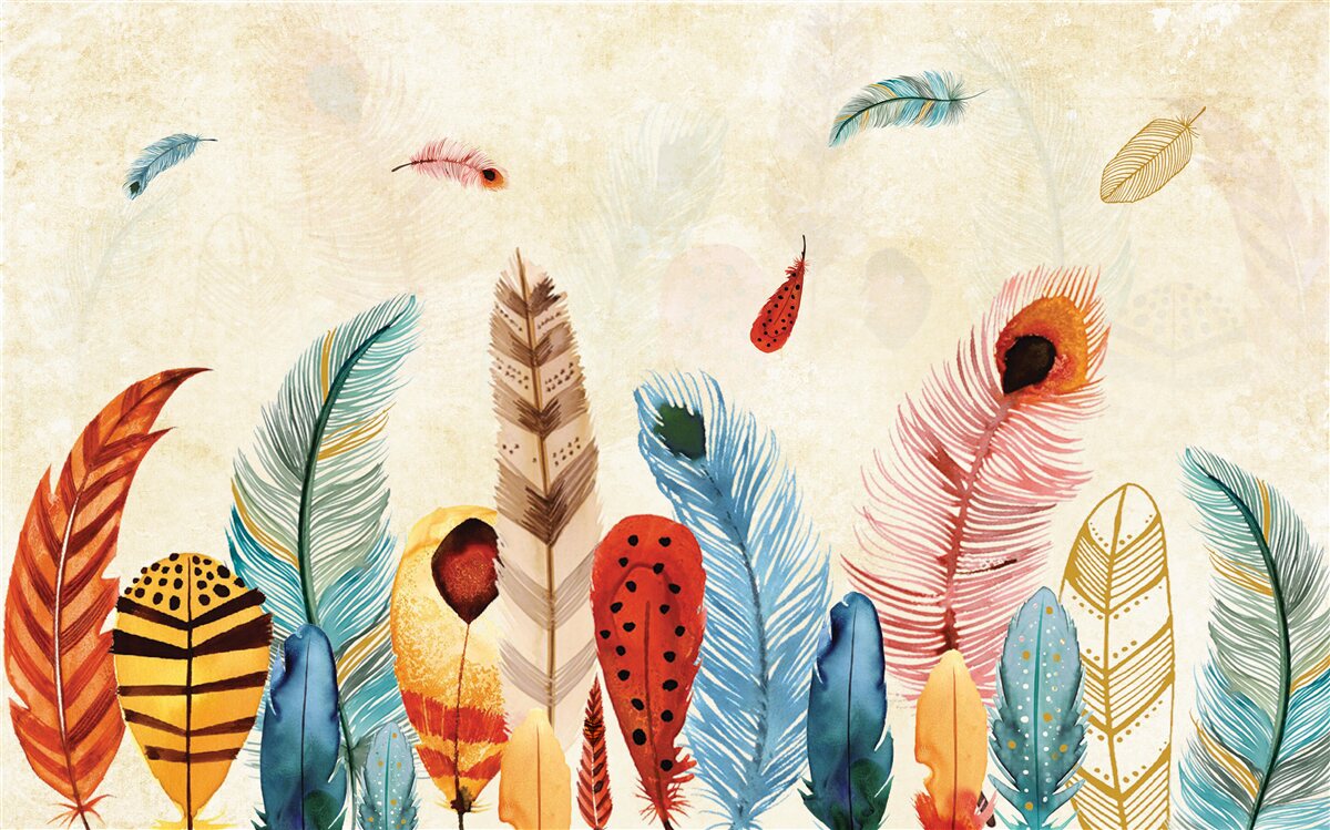 Fotobehang tribale decoratieve veren