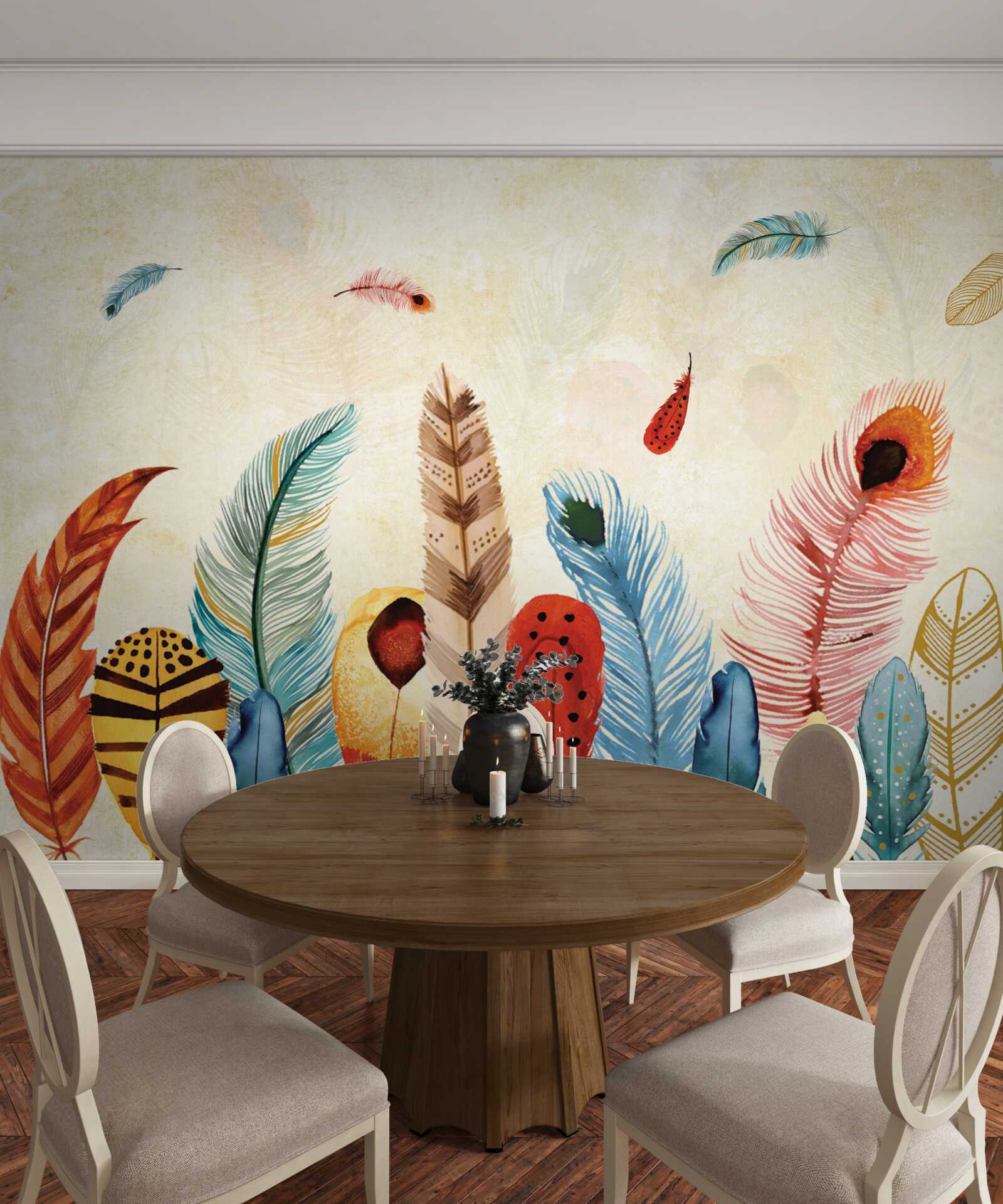 Fotobehang tribale decoratieve veren