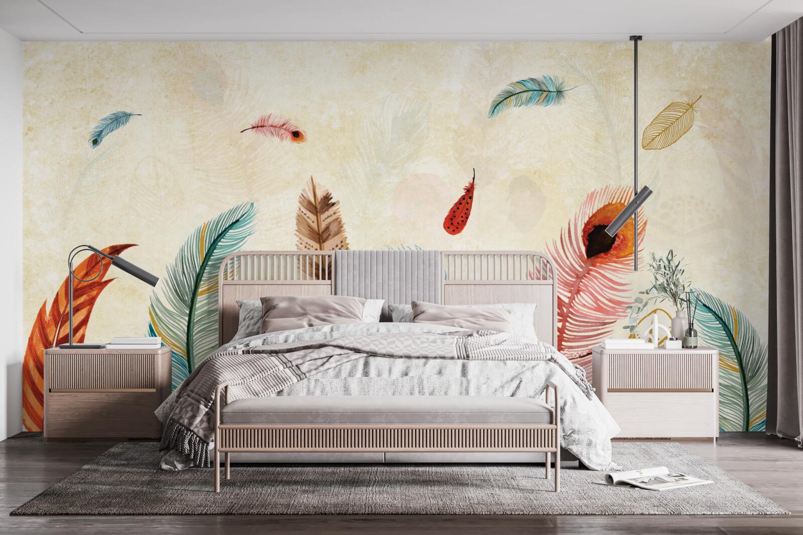 Fotobehang tribale decoratieve veren