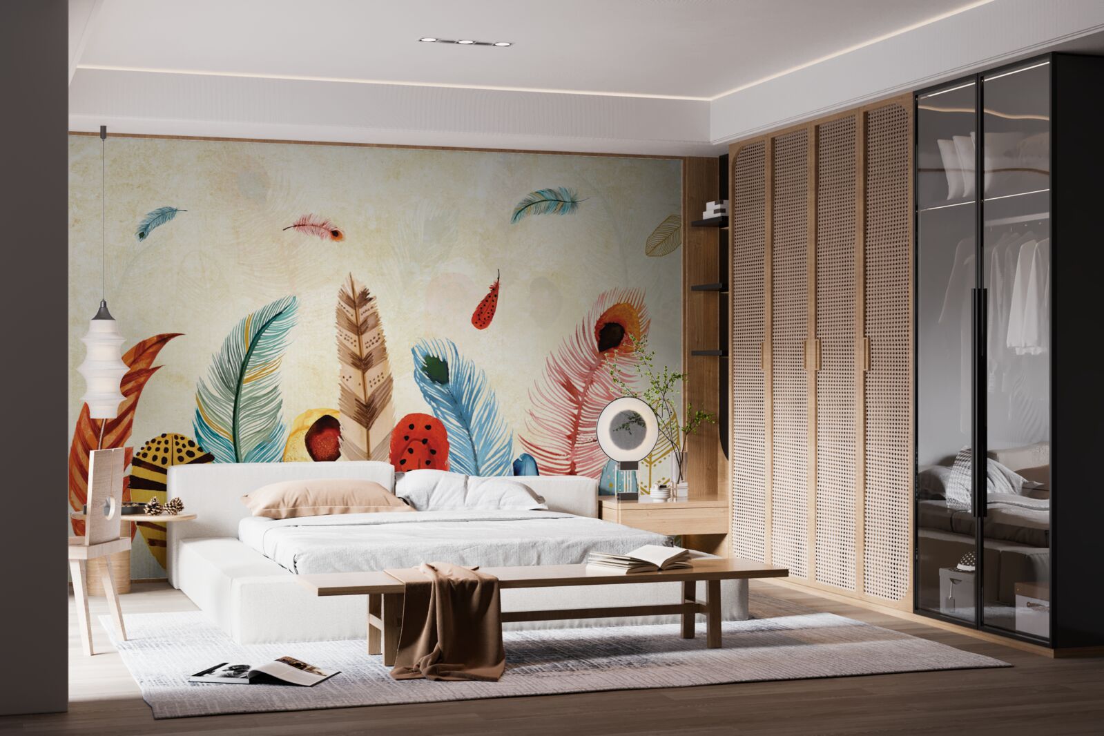 Fotobehang tribale decoratieve veren