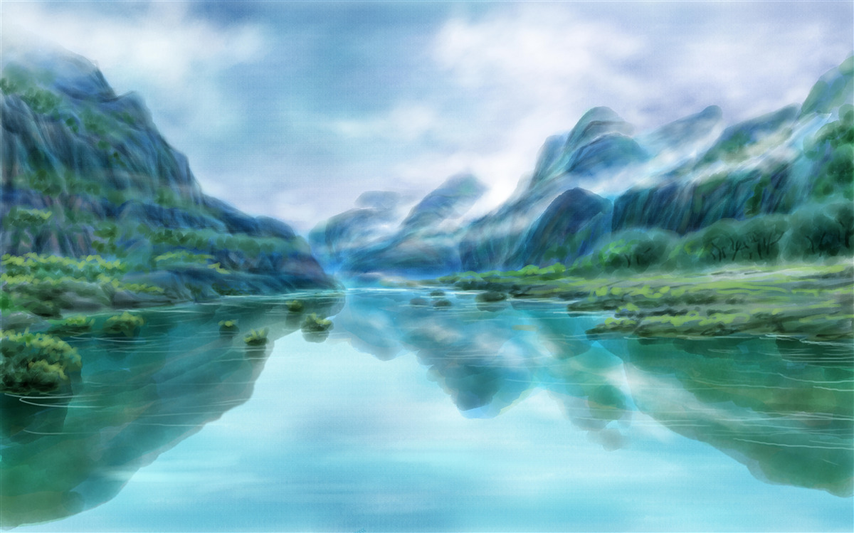 Fotobehang betoverende rustige rivier in de bergen