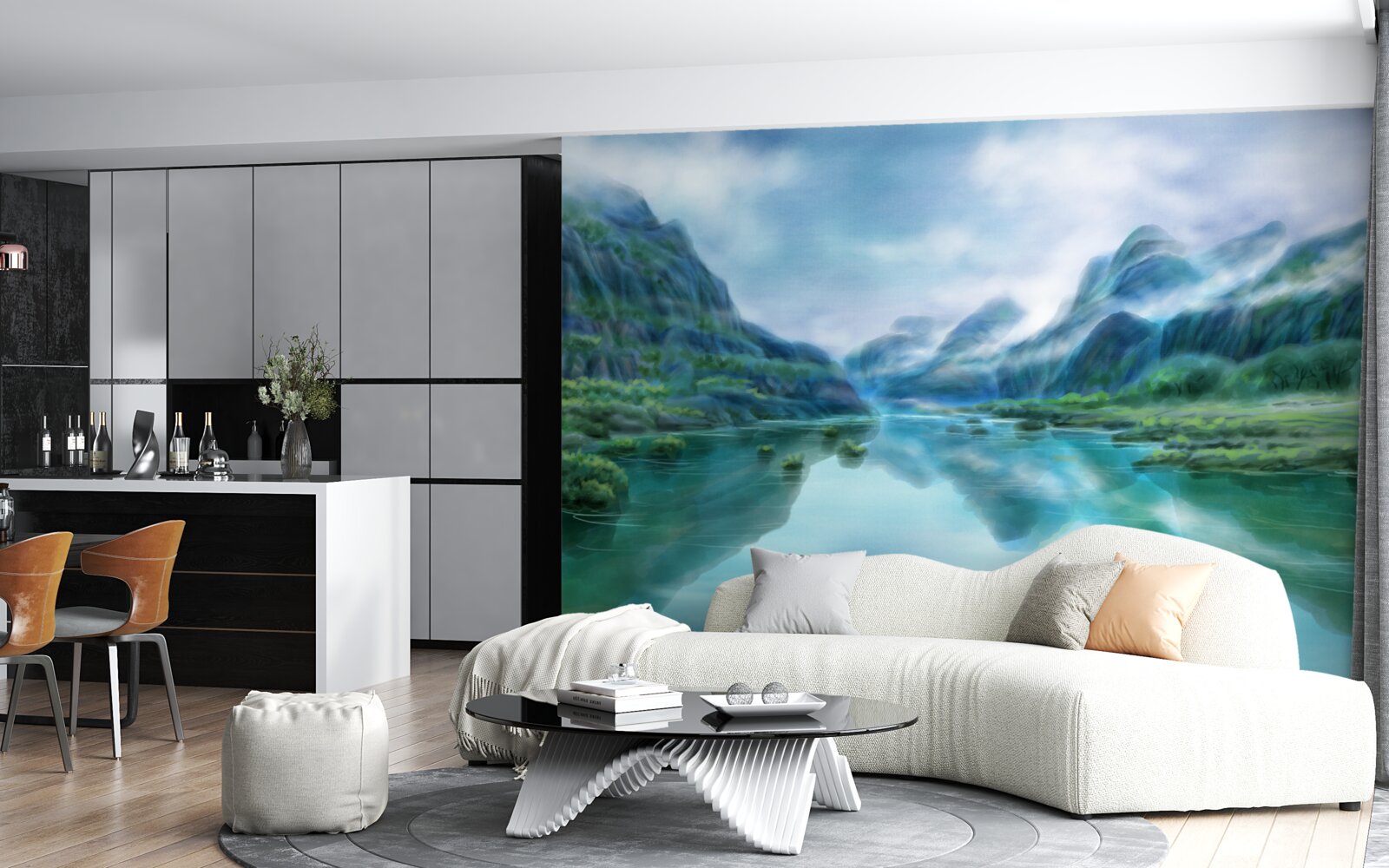 Fotobehang betoverende rustige rivier in de bergen