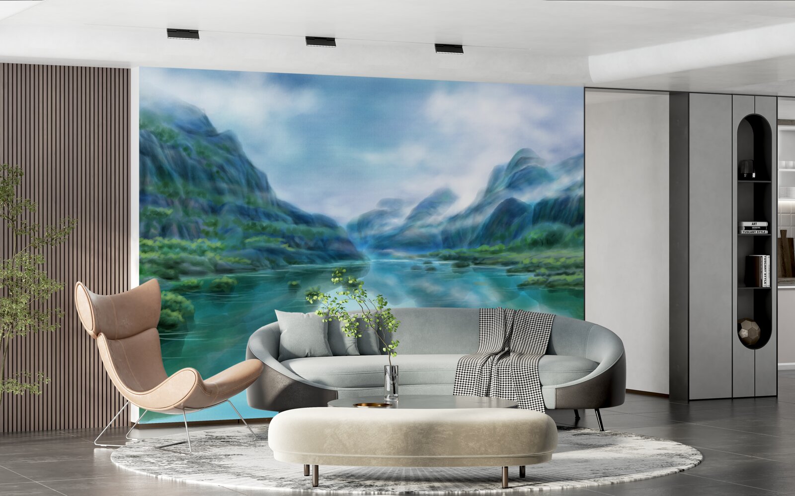 Fotobehang betoverende rustige rivier in de bergen