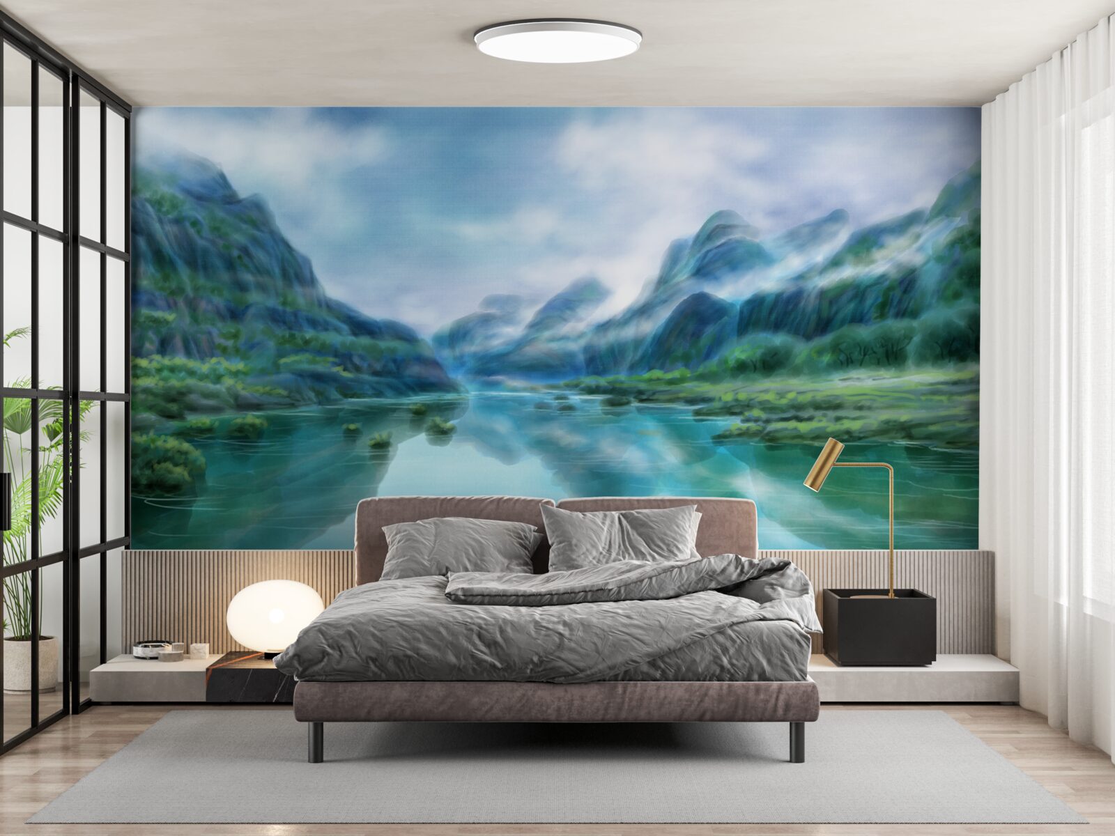 Fotobehang betoverende rustige rivier in de bergen