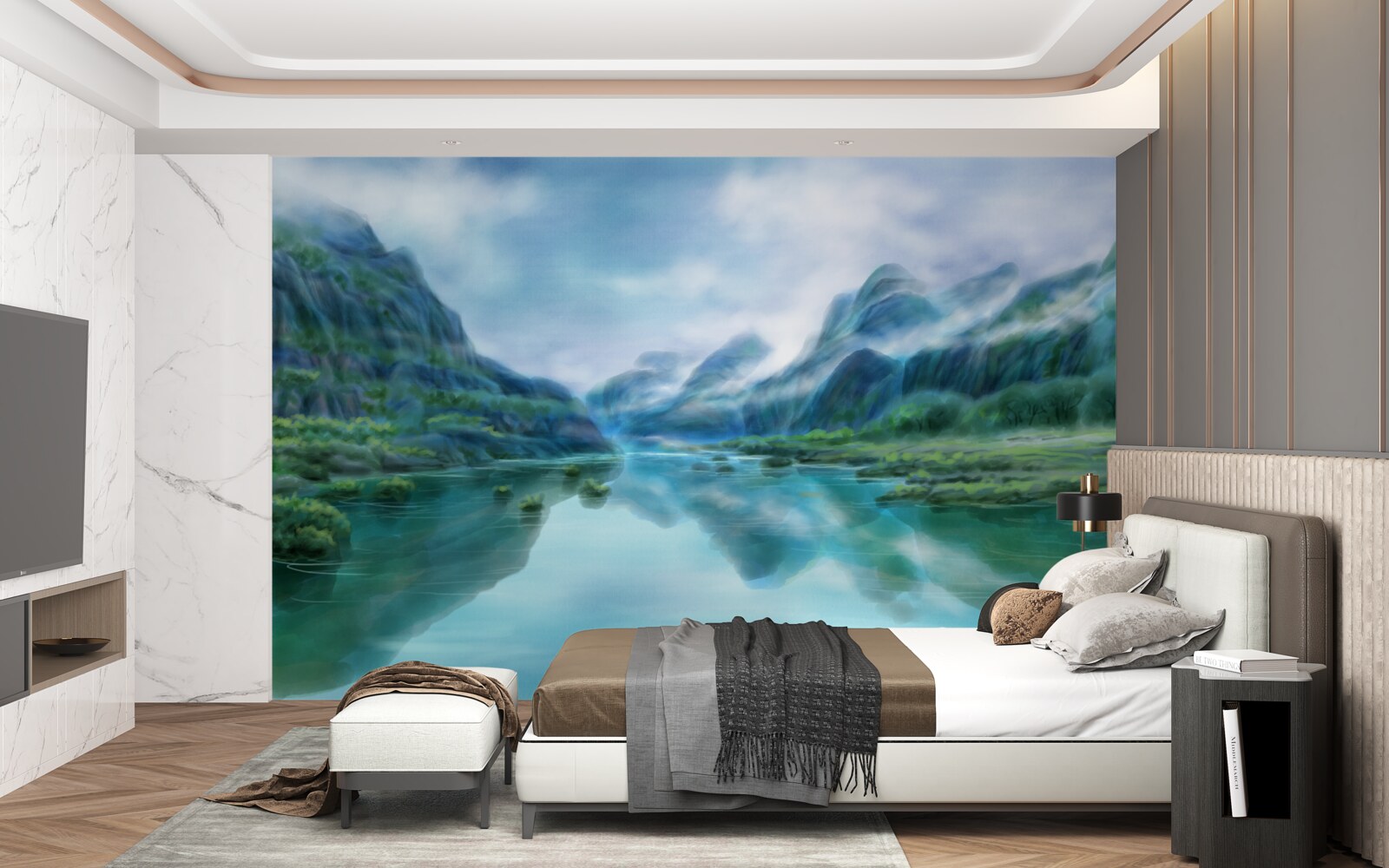 Fotobehang betoverende rustige rivier in de bergen