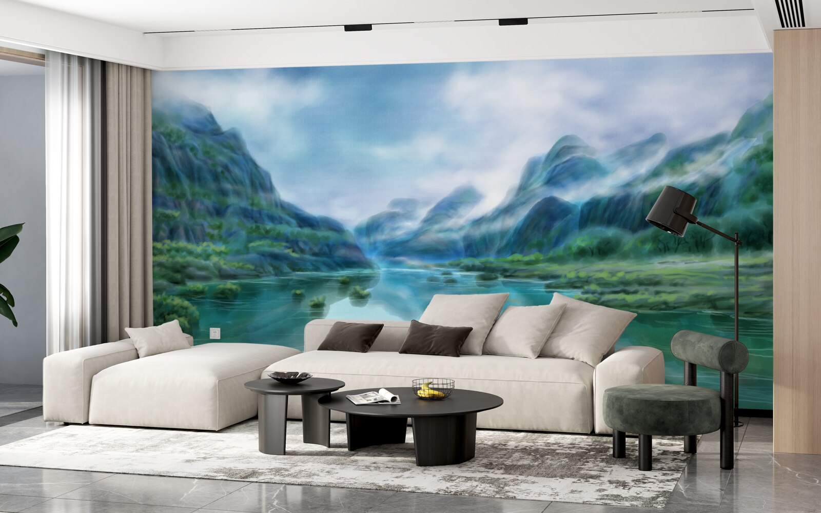 Fotobehang betoverende rustige rivier in de bergen