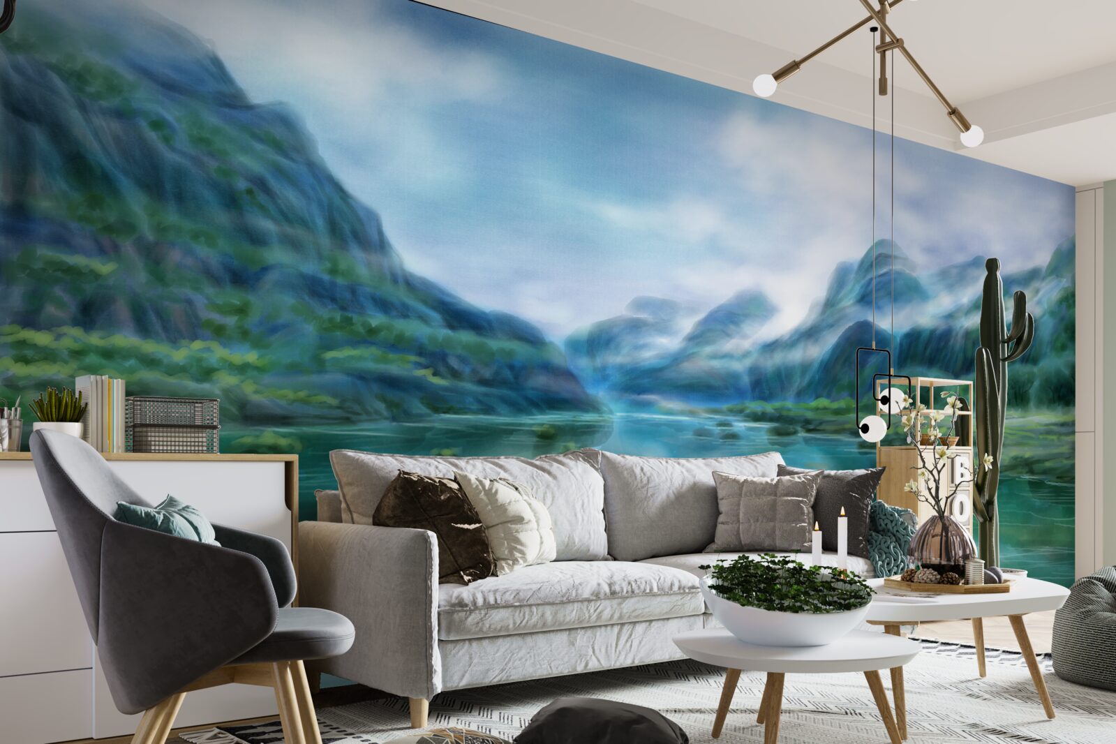 Fotobehang betoverende rustige rivier in de bergen