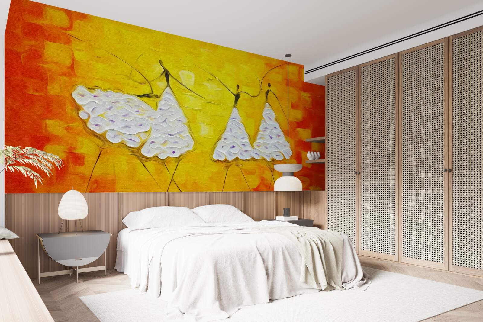 Fotobehang uitdrukkingen van meisjes die jurken dragen versierd met bloemen