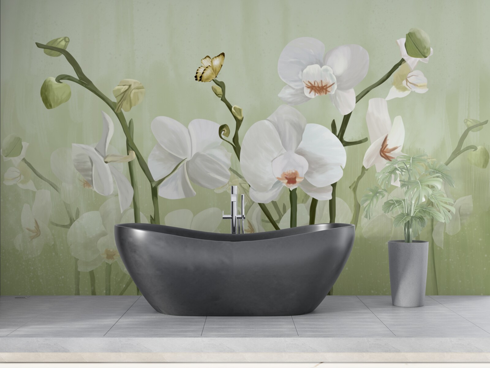 Fotobehang witte bloemen met een ongewone uitstraling