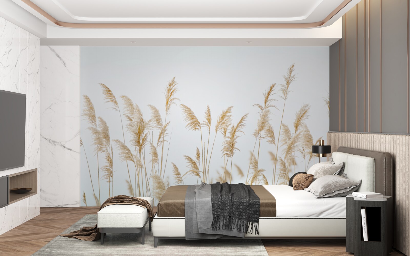 Fotobehang mist tussen het riet