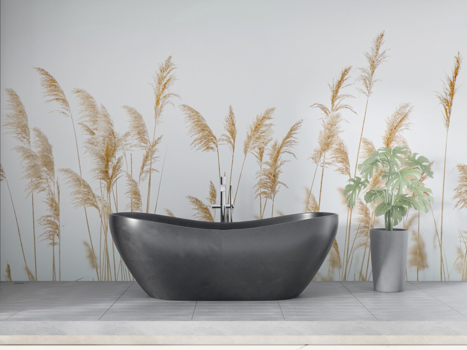 Fotobehang mist tussen het riet