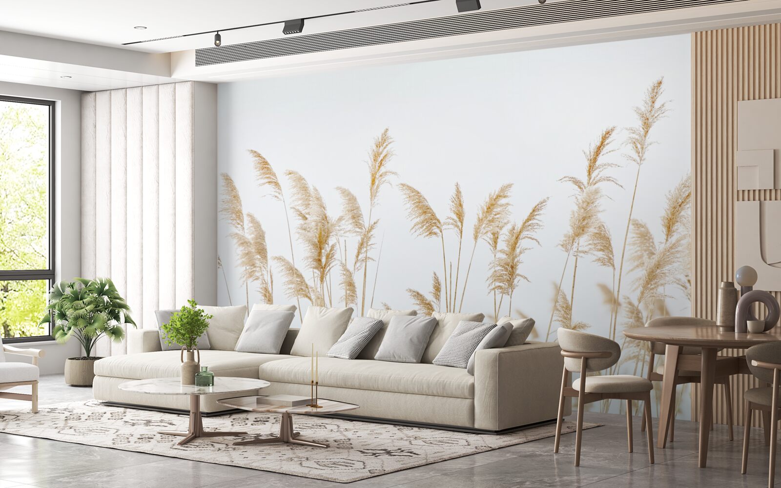 Fotobehang mist tussen het riet