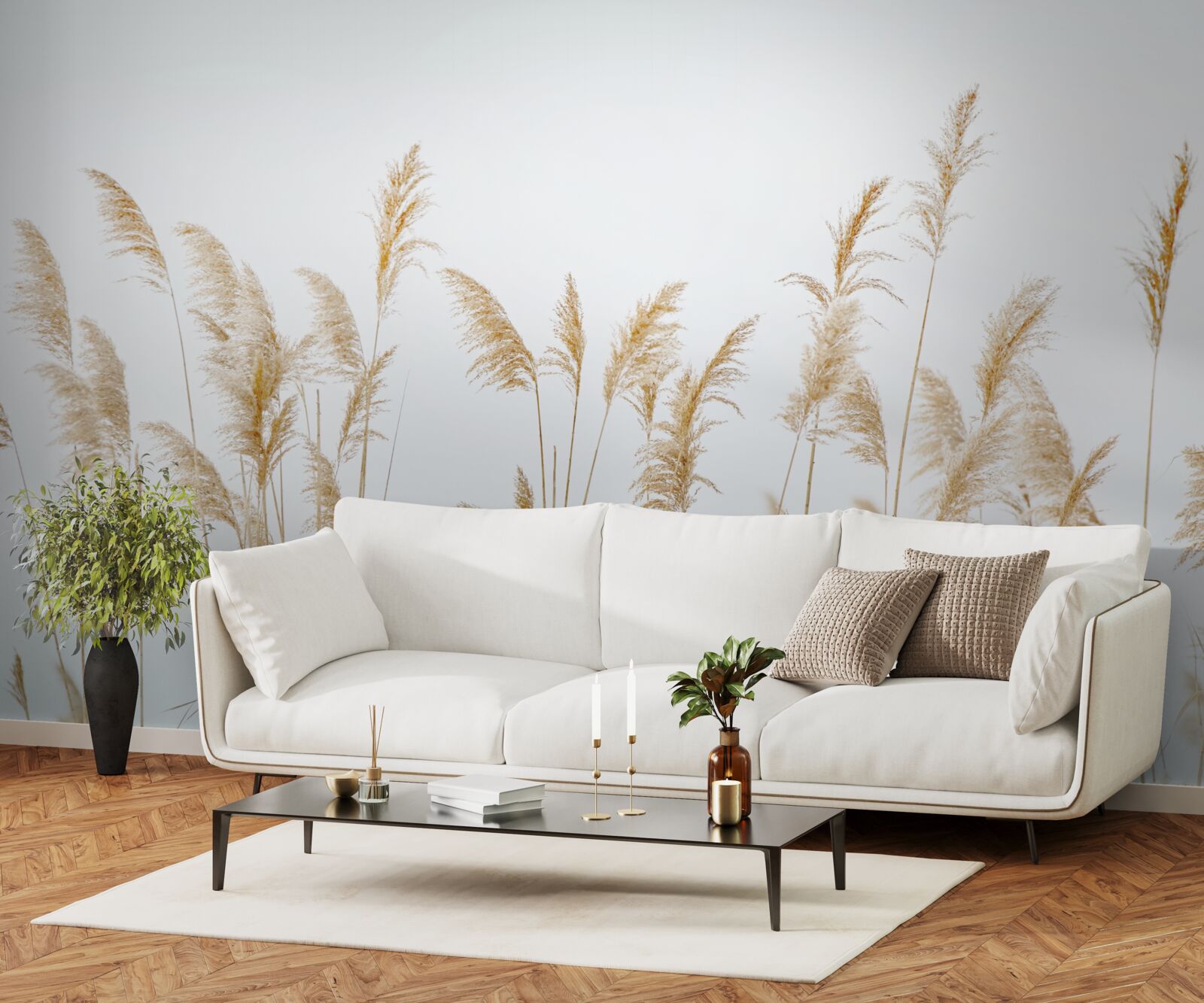 Fotobehang mist tussen het riet