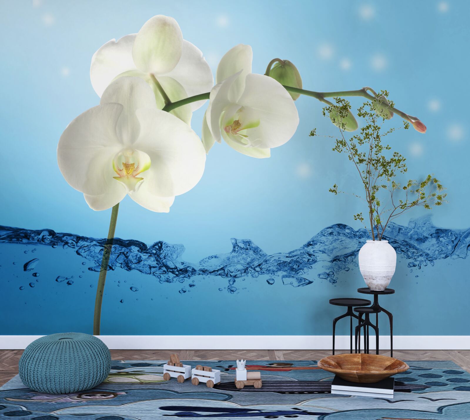 Fotobehang antwoord: witte orchidee ondergedompeld in water