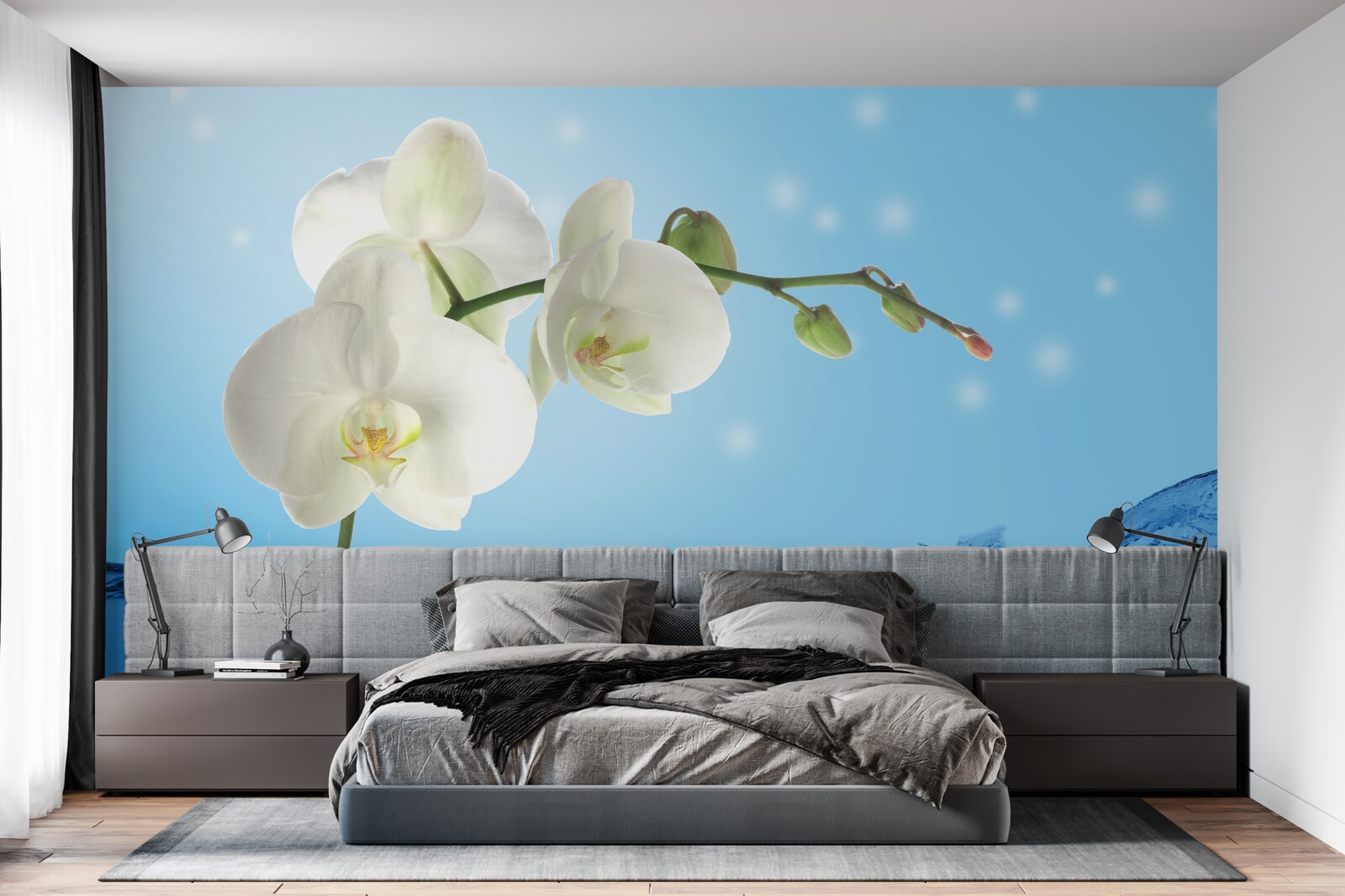 Fotobehang antwoord: witte orchidee ondergedompeld in water