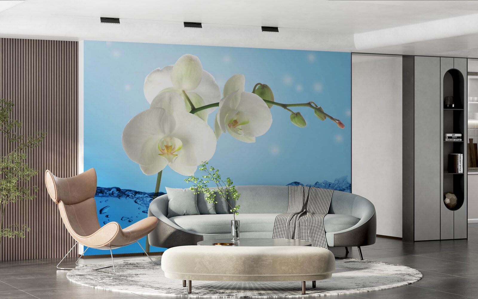 Fotobehang antwoord: witte orchidee ondergedompeld in water