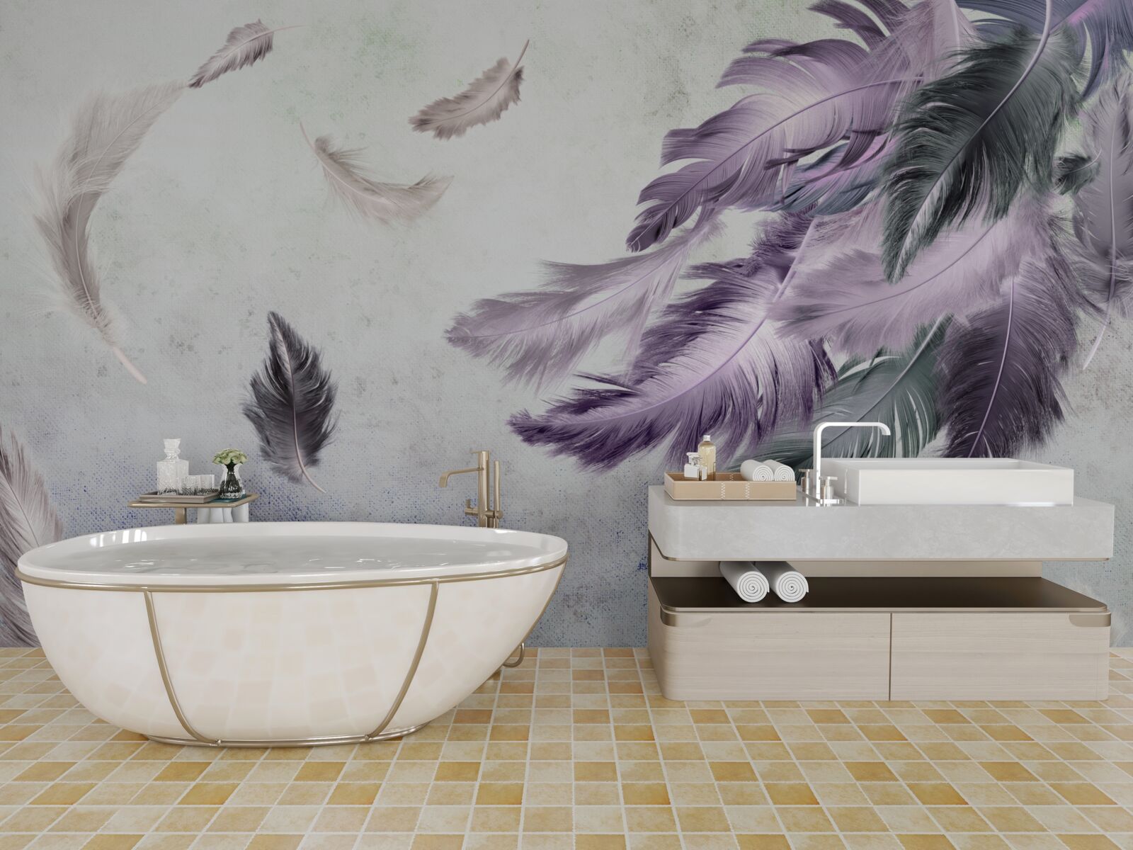 Fotobehang vlucht van lichte veren