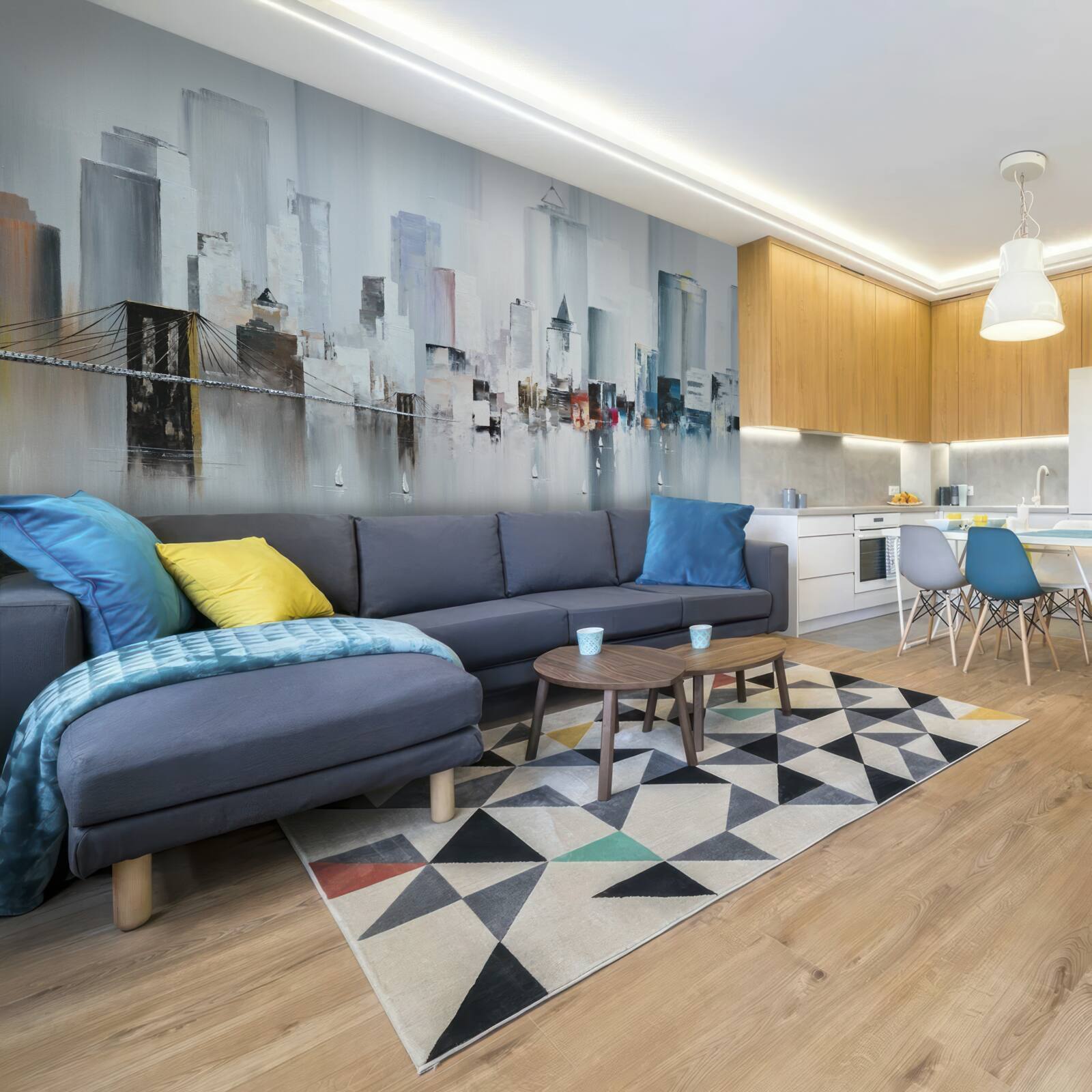 Fotobehang tijdens regenachtig weer in new york