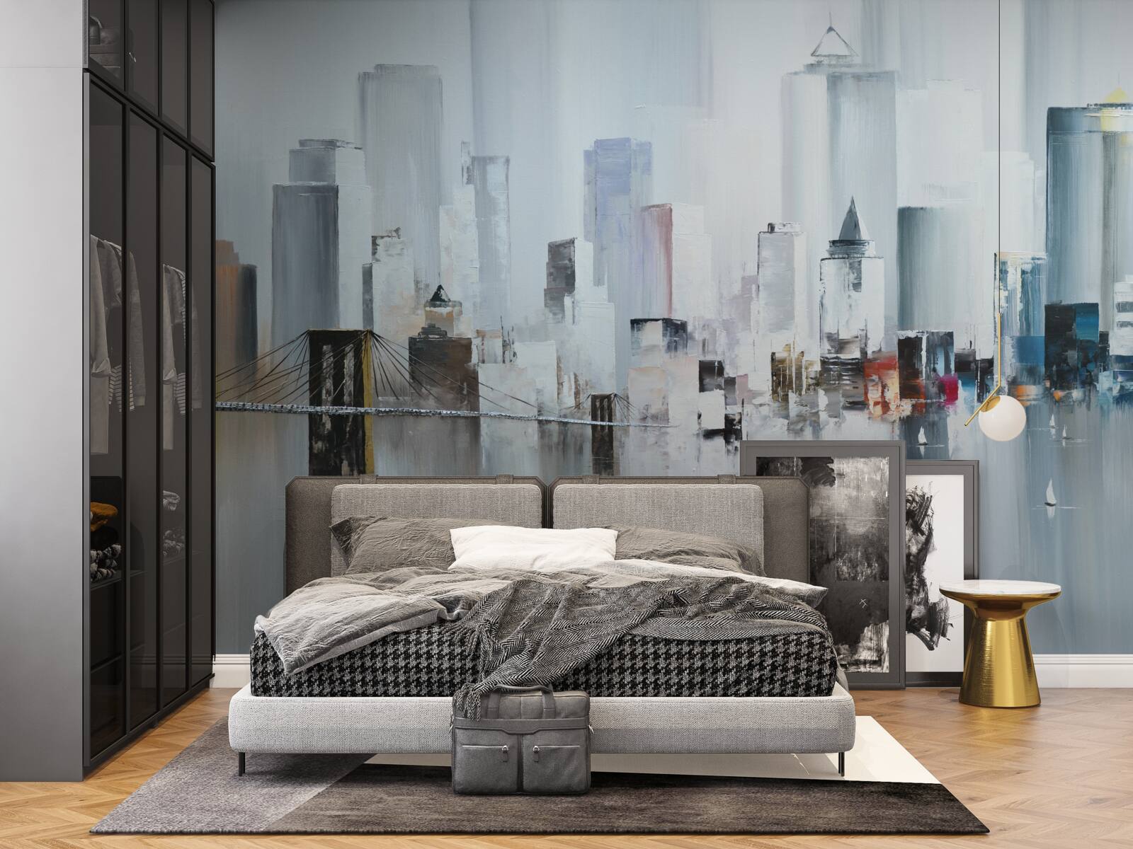 Fotobehang tijdens regenachtig weer in new york