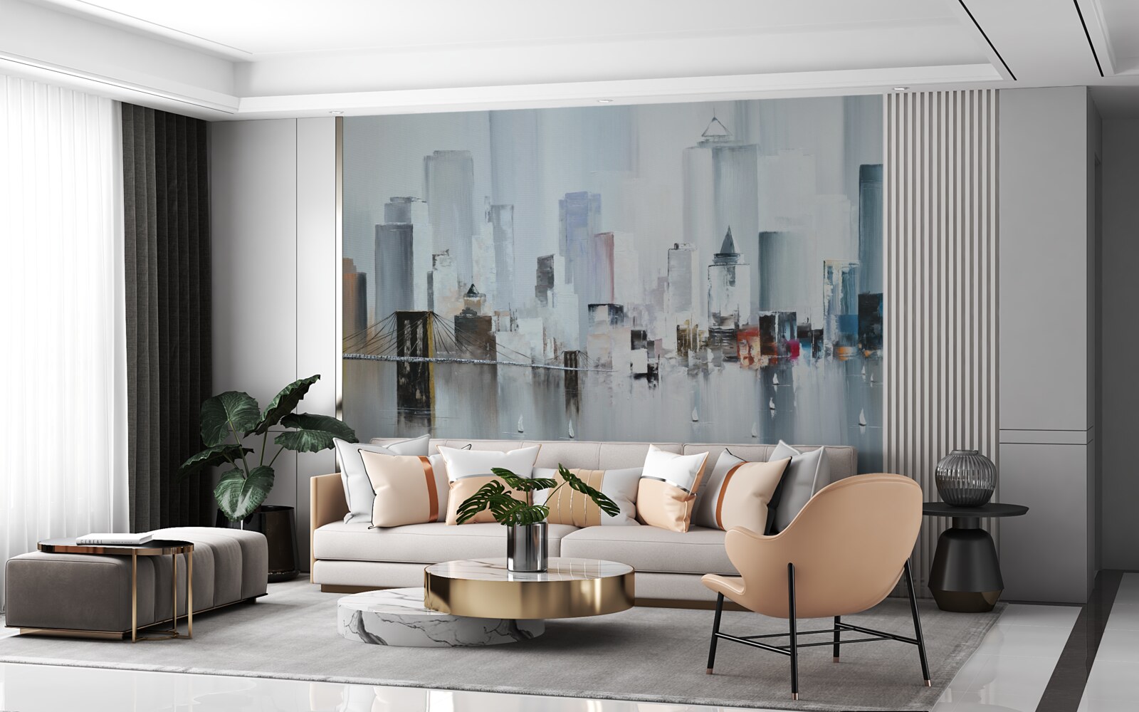 Fotobehang tijdens regenachtig weer in new york