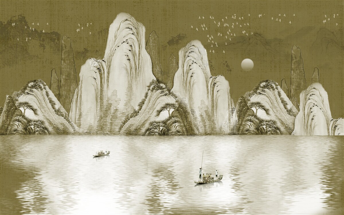 Fotobehang gezang van vissers in de avond