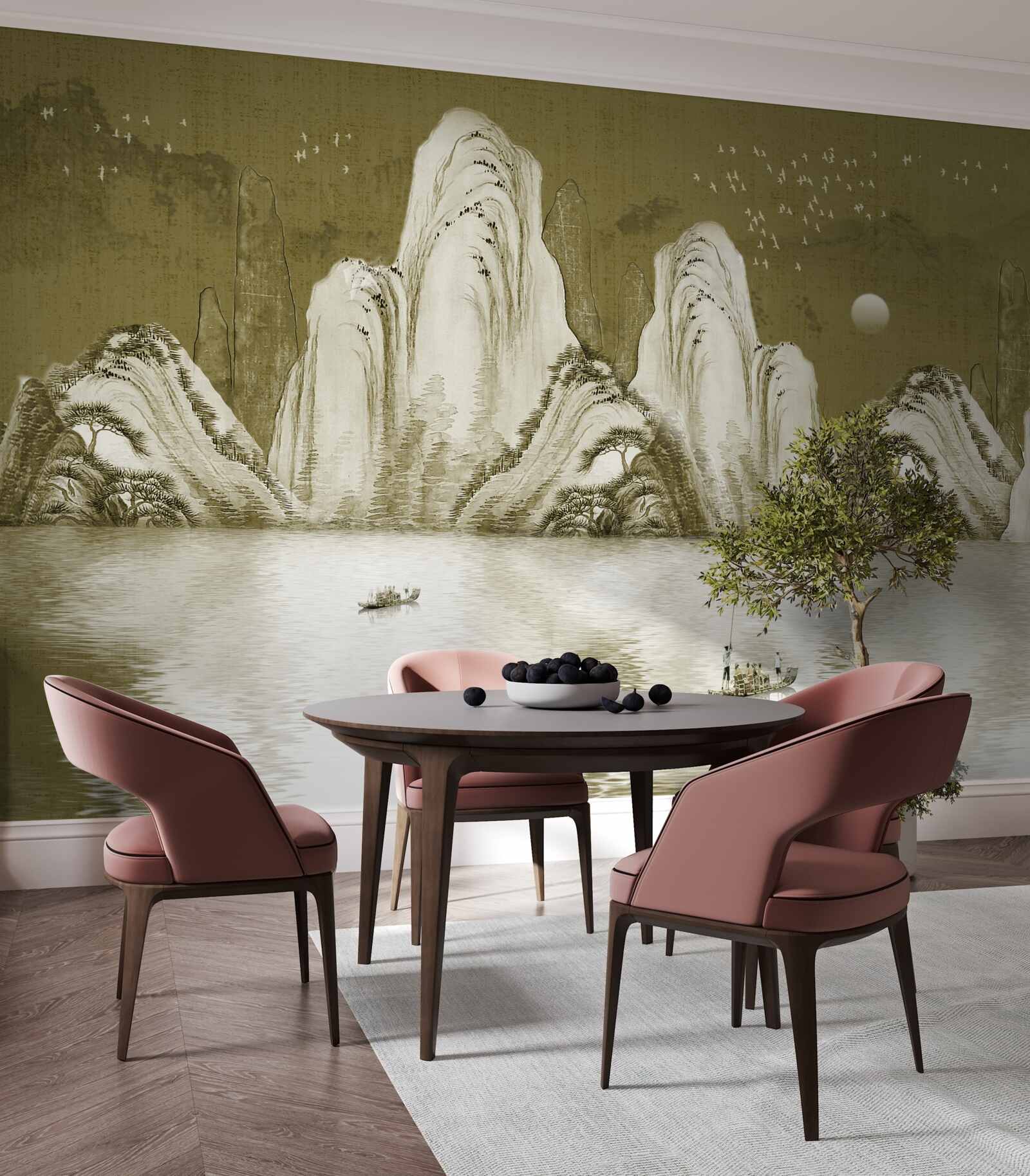 Fotobehang gezang van vissers in de avond