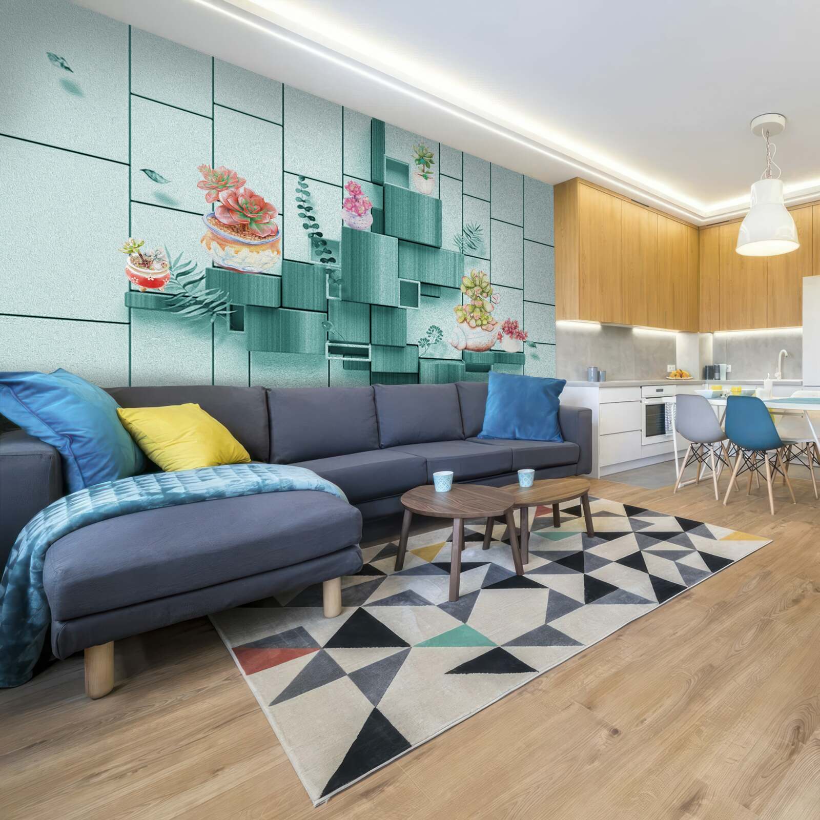 Fotobehang bloem- en plantenpotten