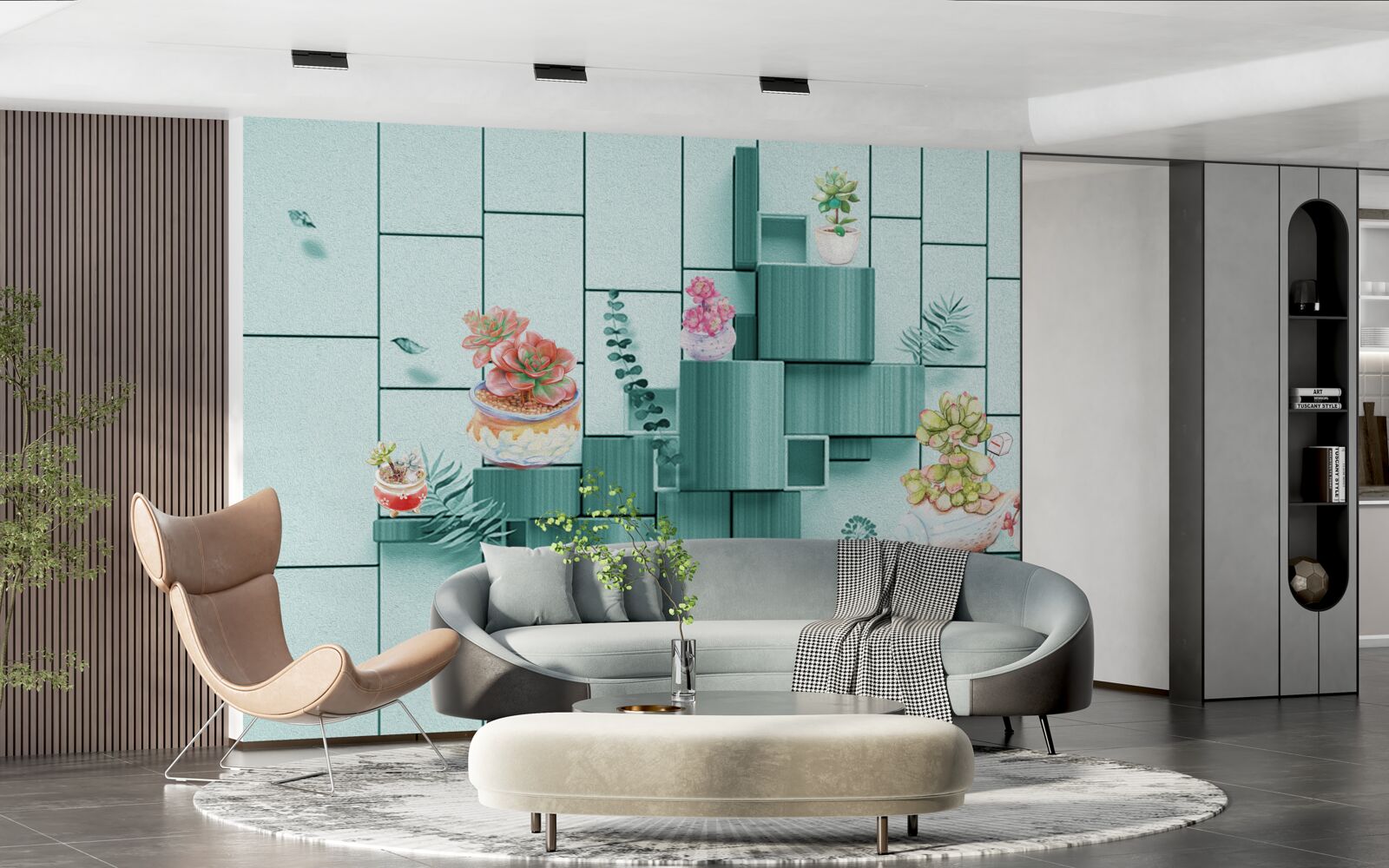 Fotobehang bloem- en plantenpotten