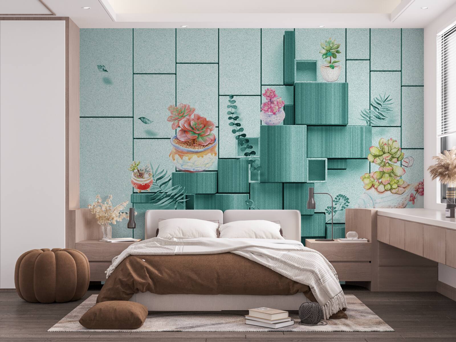 Fotobehang bloem- en plantenpotten