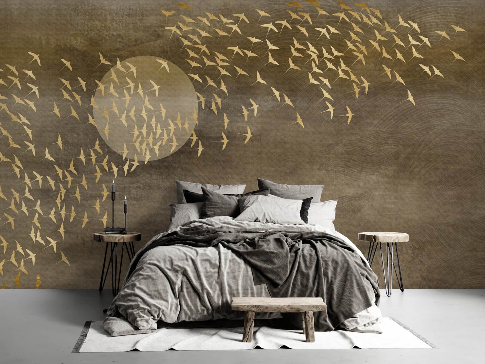 Fotobehang Motten bij het licht van een bedlampje