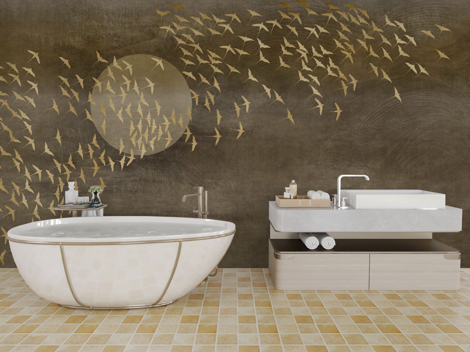 Fotobehang Motten bij het licht van een bedlampje