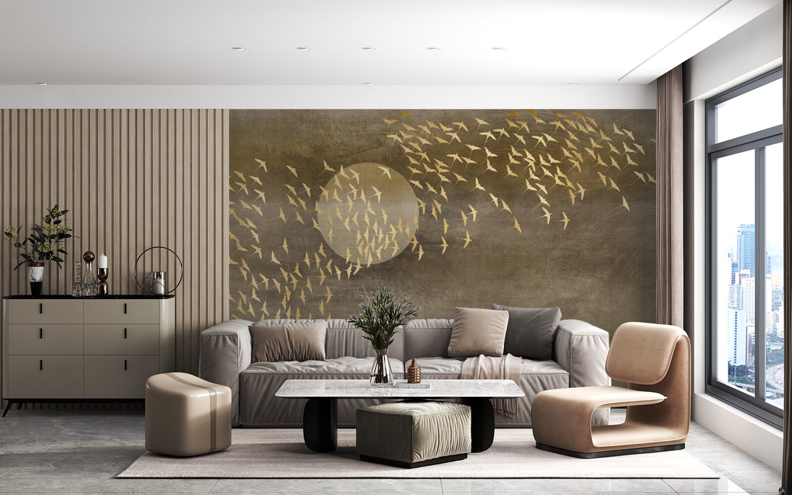 Fotobehang Motten bij het licht van een bedlampje