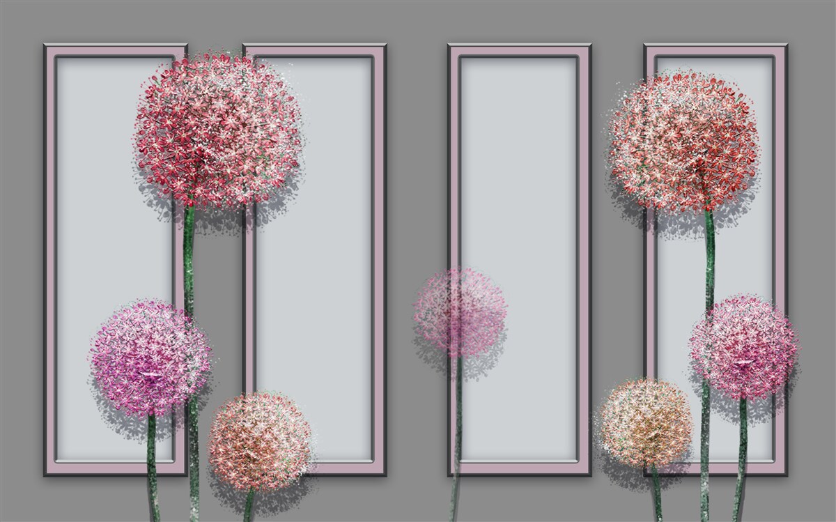 Fotobehang paardenbloemen en raammodules