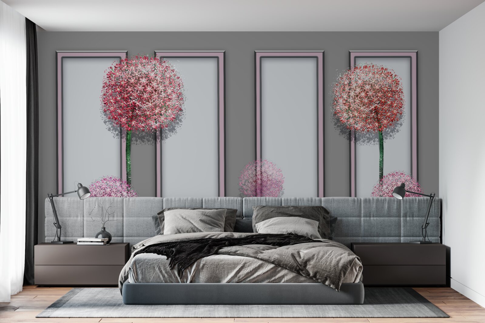 Fotobehang paardenbloemen en raammodules