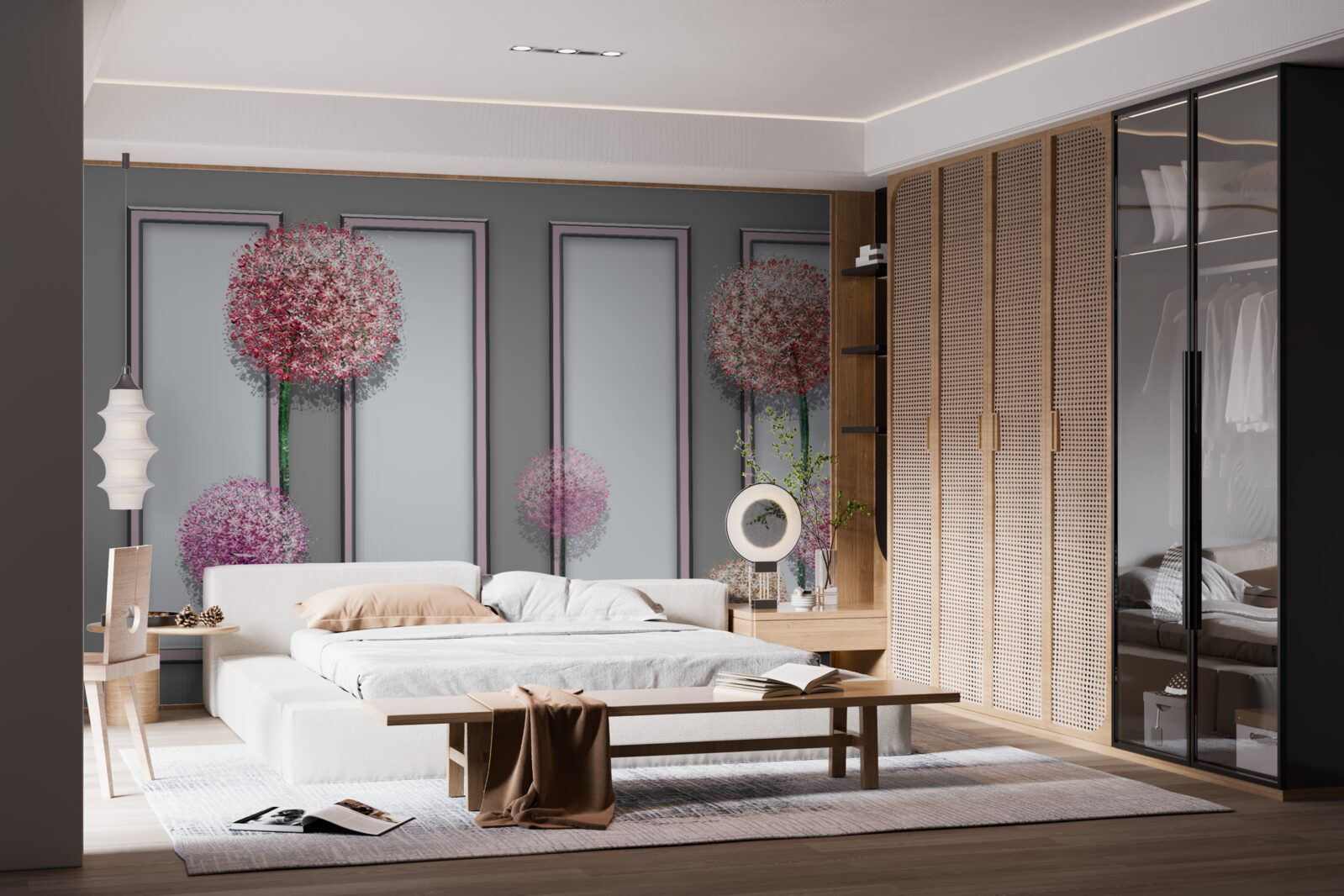 Fotobehang paardenbloemen en raammodules