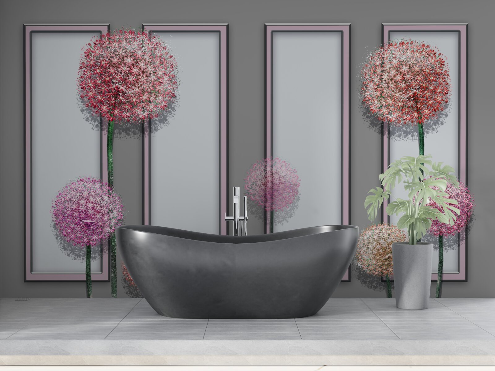 Fotobehang paardenbloemen en raammodules