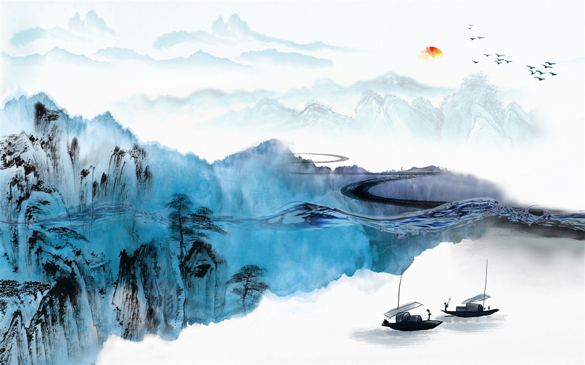 Fotobehang berg vissersdorp